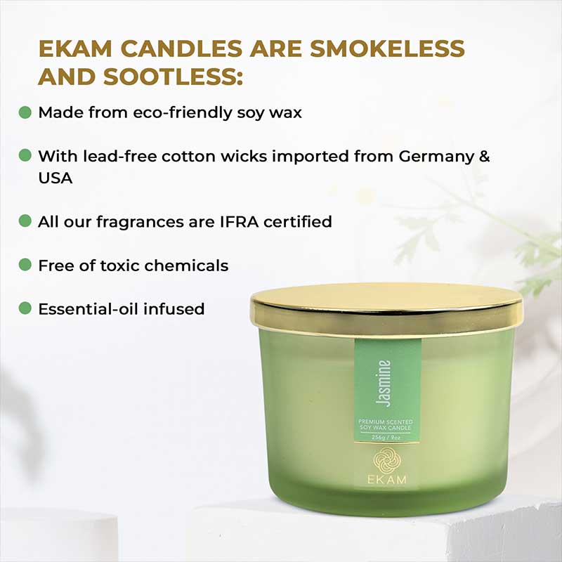 Jasmine Scented 3 Wick Candle Jar and Lemongrass Scented 3 Wick Refill Candle Combo