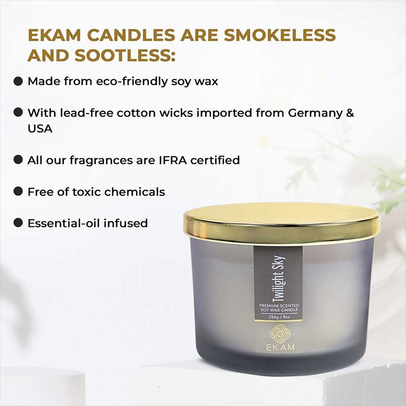 Twilight Sky Scented 3 Wick Candle Jar and Cedar & Mint Scented 3 Wick Refill Candle Combo