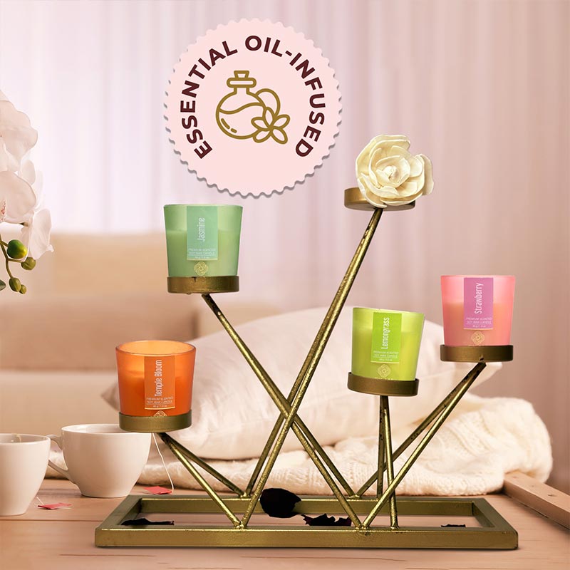 4 Pack Candles Gift Set| Temple Bloom, Jasmine, Strawberry, Lemongrass