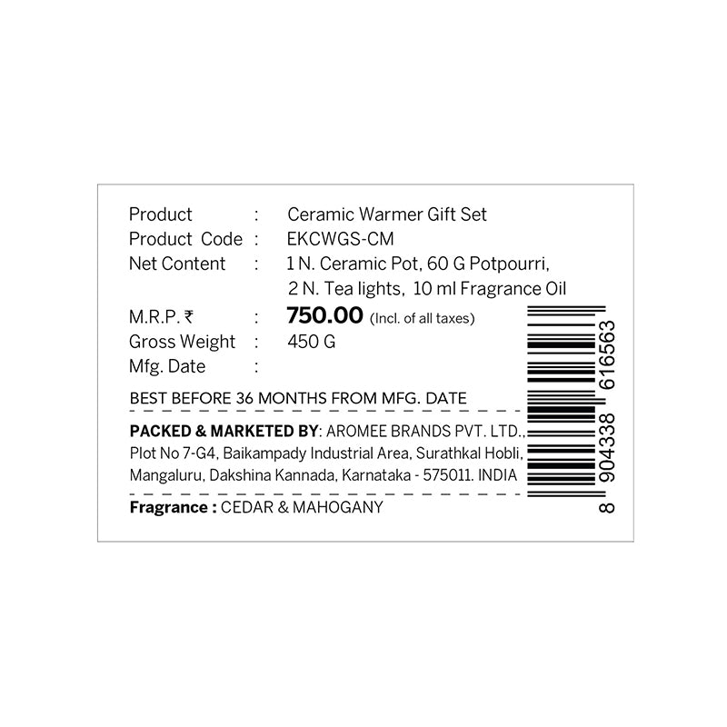 Cedar & Mahogany Ceramic Oil Warmer & Potpourri Gift Set