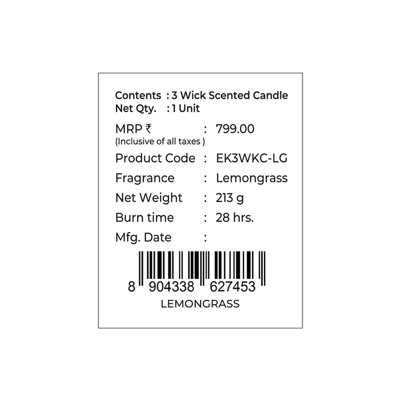 Lemongrass Scented 3 Wick Candle, 213 g| Festive Pink Haveli Collection, 2025-26