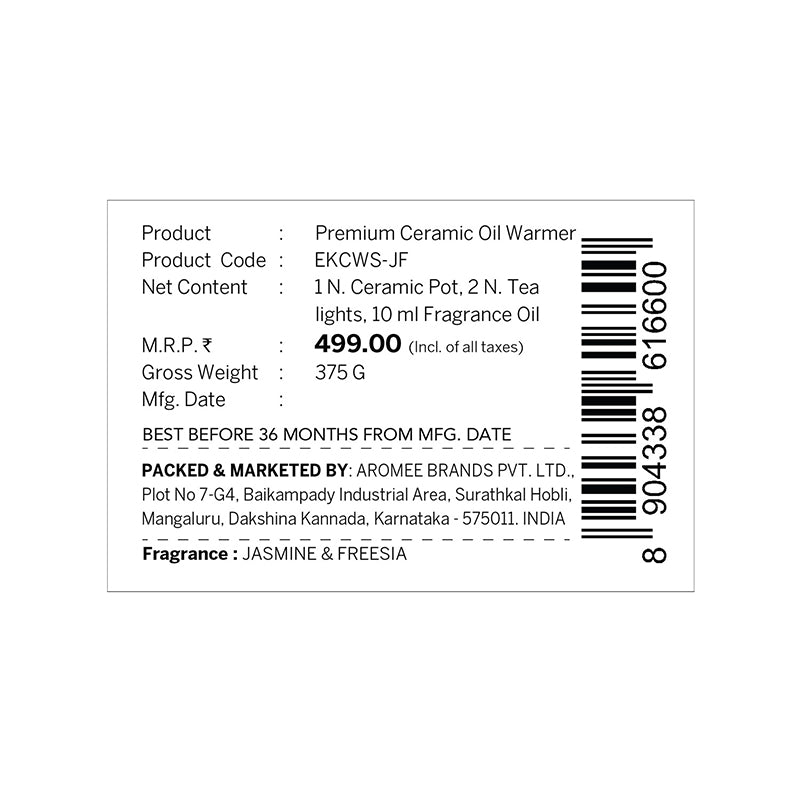 Jasmine & Freesia Ceramic Oil Warmer Gift Set