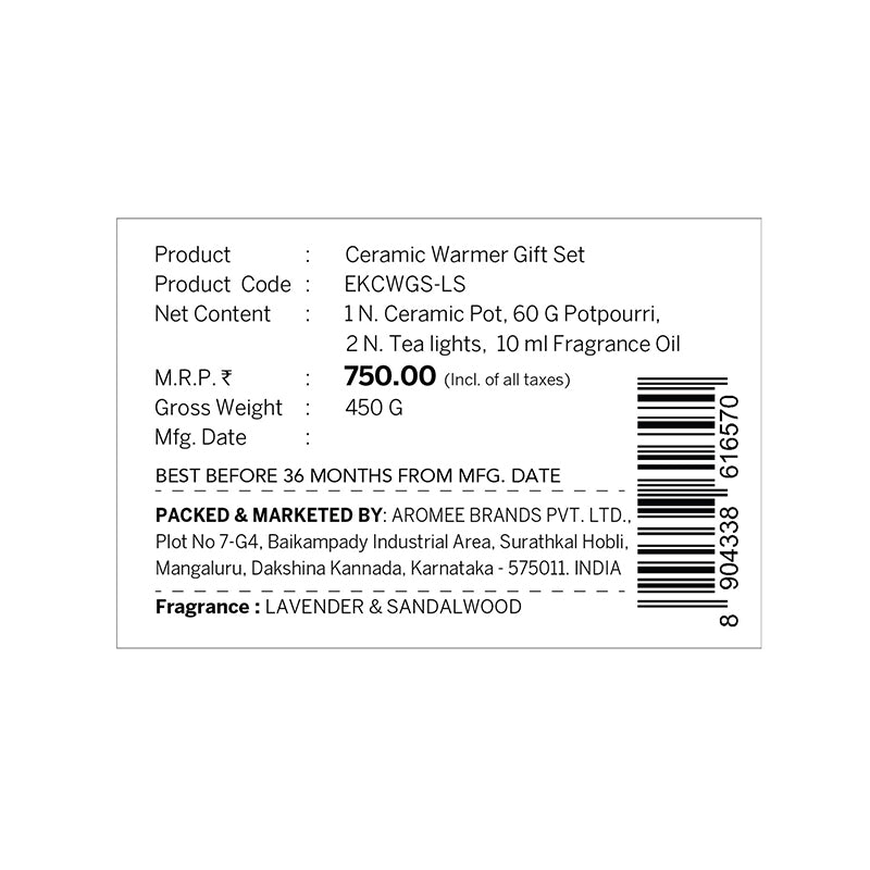 Lavender & Sandalwood Ceramic Oil Warmer & Potpourri Gift Set