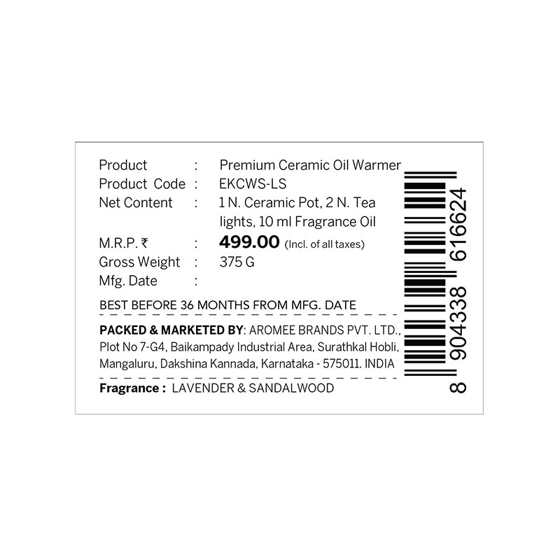 Lavender & Sandalwood Ceramic Oil Warmer Gift Set