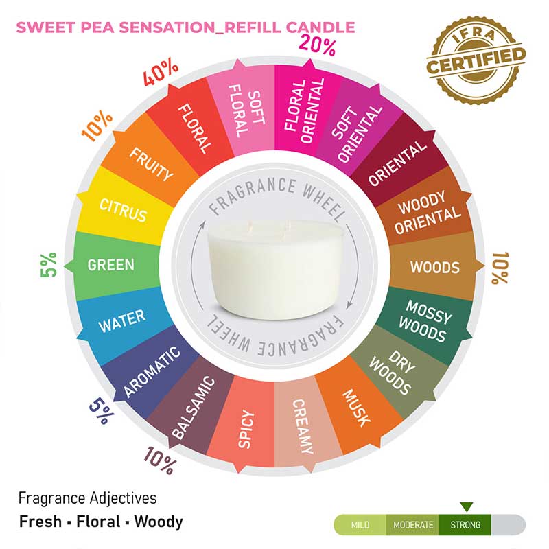 Sweet Pea Sensation Scented 3 Wick Refill Candle
