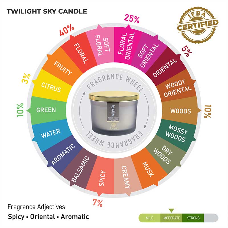 Twilight Sky Scented 3 Wick Candle Jar and Cedar & Mint Scented 3 Wick Refill Candle Combo