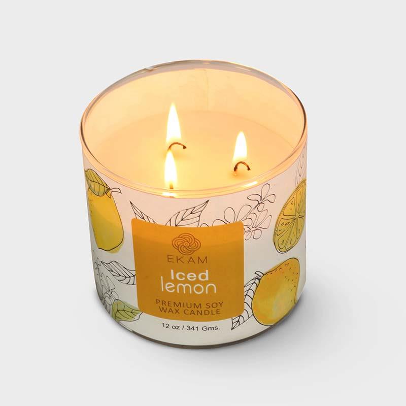 Iced Lemon Premium Soy Wax Candle, Fruity Series