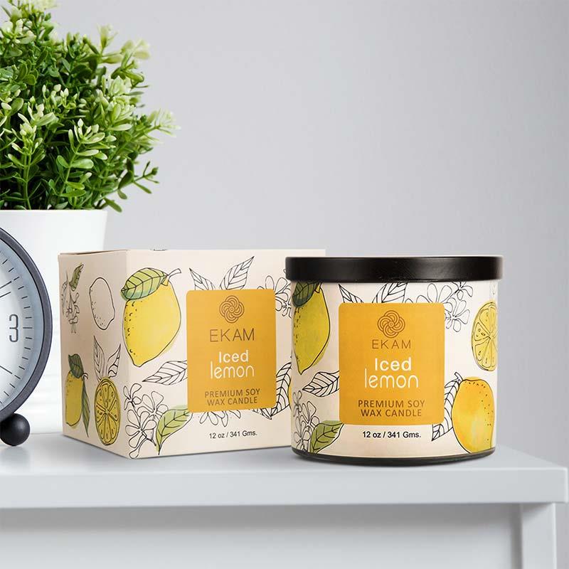 Iced Lemon Premium Soy Wax Candle, Fruity Series