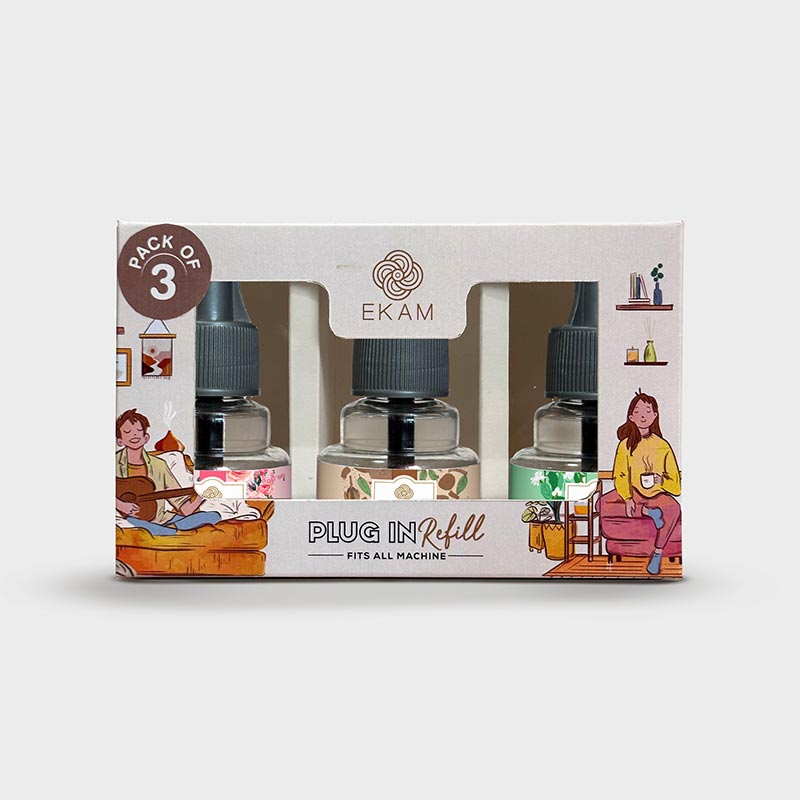 Pack of 3 Scented Air Freshener Plug-In Refill | Mahogany, Rose & Jasmine | 45 Ml Each