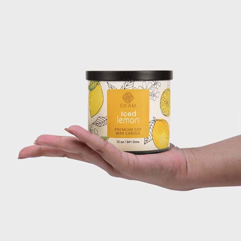 Iced Lemon Premium Soy Wax Candle, Fruity Series