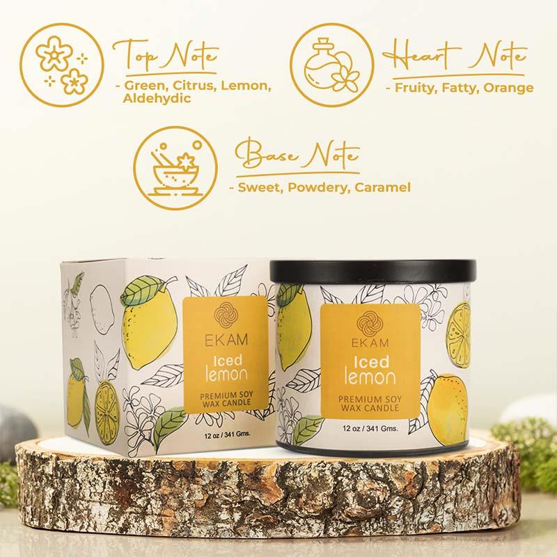 Iced Lemon Premium Soy Wax Candle, Fruity Series