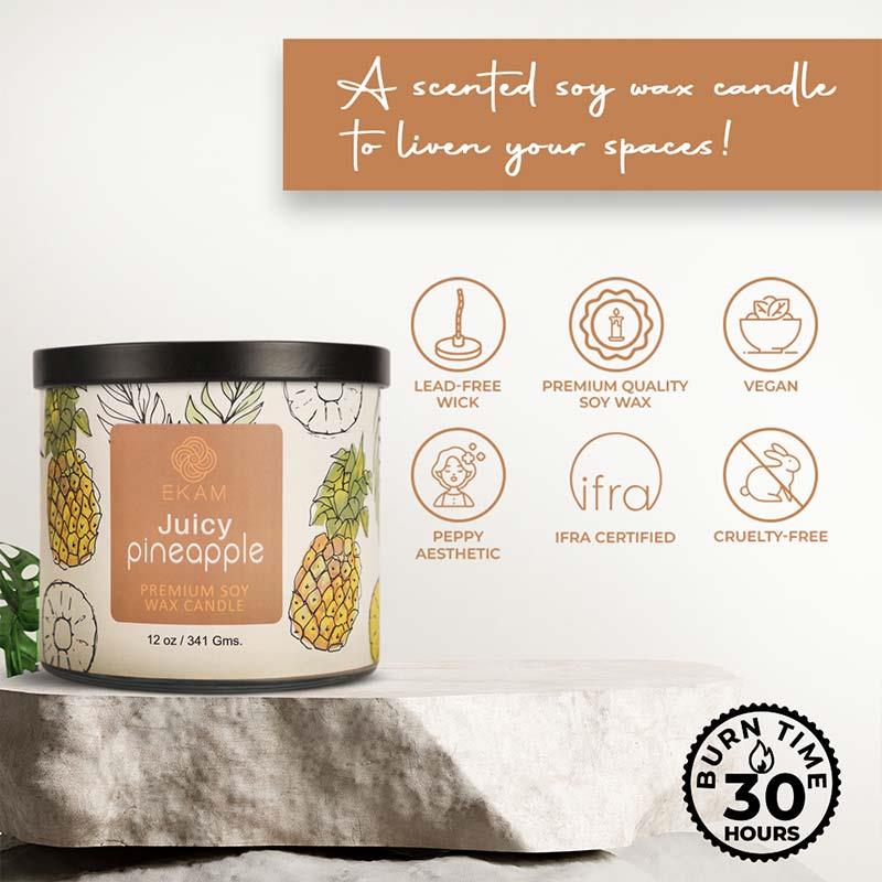 Juicy Pineapple Premium Soy Wax Candle, Fruity Series
