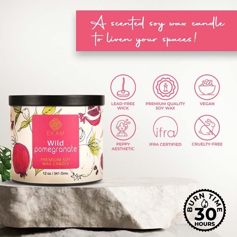 Wild Pomegranate Premium Soy Wax Candle, Fruity Series