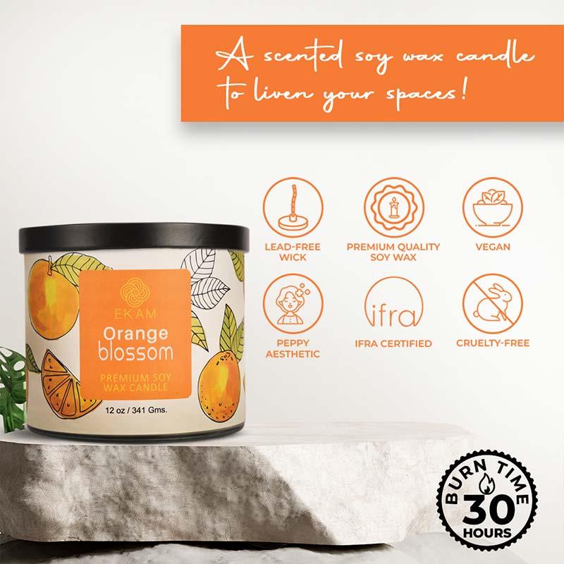 Orange Blossom Premium Soy Wax Candle, Fruity Series