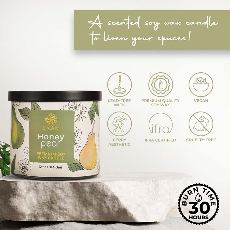 Honey Pear Premium Soy Wax Candle, Fruity Series