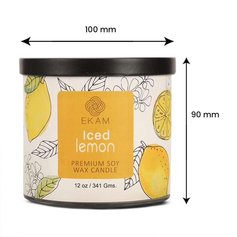 Iced Lemon Premium Soy Wax Candle, Fruity Series