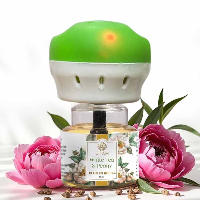 white tea and lily plug in White Tea & Peony Scented Plug In Air Freshener Kit – EKAM