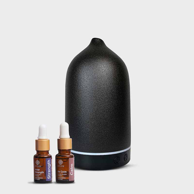 Aroma Diffuser YX-TC-202 Black with Be Calm and Inner Strength Wellness Oils