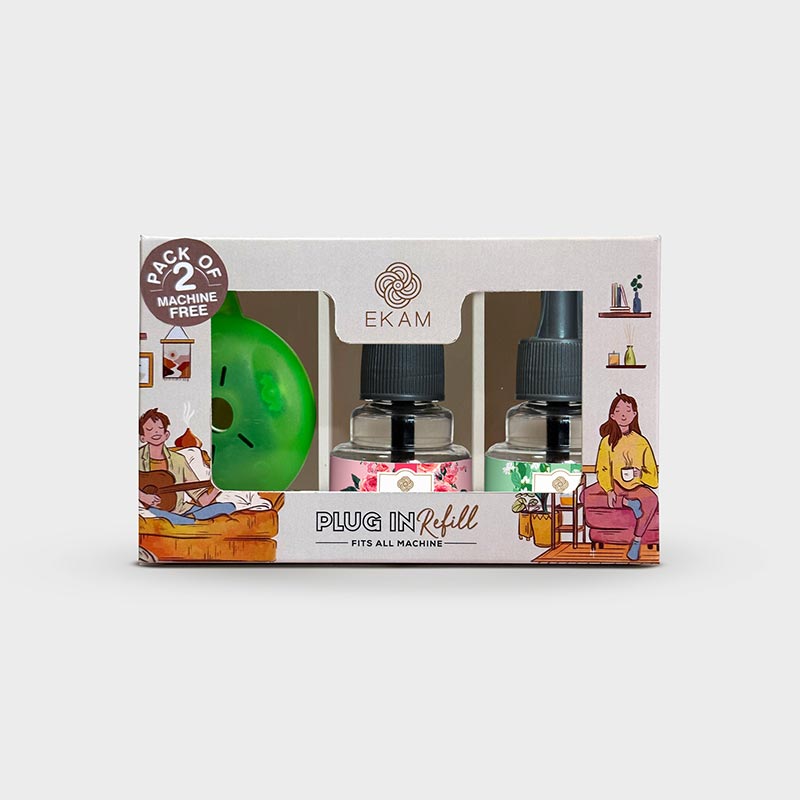 2-Pack Scented Air Freshener Plug-In Machine with Refill Oils - Rose & Jasmine