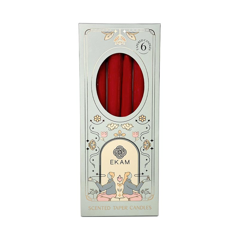 Pack of 6 Scented Taper Candles– Rose & Lily
