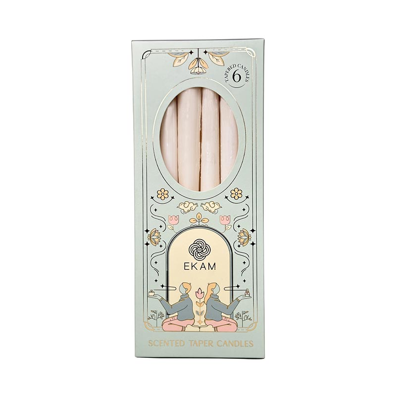 Pack of 6 Scented Taper Candles– Lavender & Sandalwood
