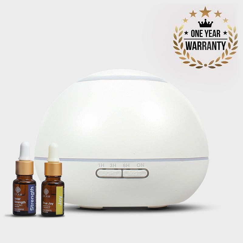 Aroma Diffuser with True Joy and Inner Strength Wellness Oils (GX-17 White)