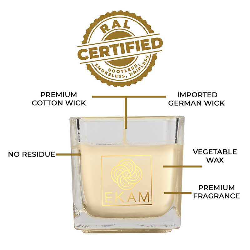 EKAM Fresh Cotton Scented Square Cup Candle