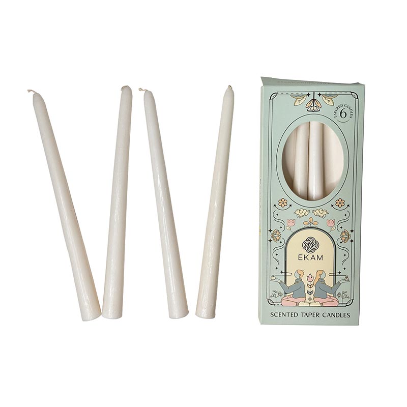 Pack of 6 Scented Taper Candles– Lavender & Sandalwood