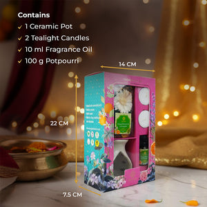 Orange Blossom & Lemongrass Ceramic Oil Warmer & Potpourri Gift Set