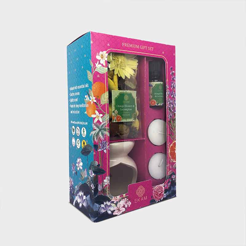 Ceramic Oil Warmer & Potpourri Gift Set | Orange Blossom & Lemongrass Scent
