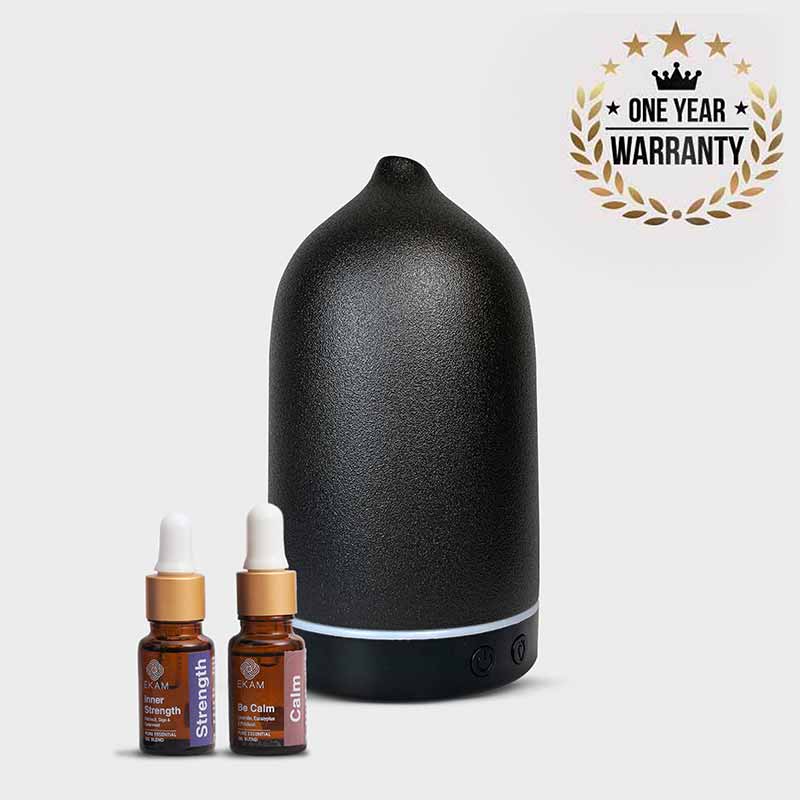 Aroma Diffuser YX-TC-202 Black with Be Calm and Inner Strength Wellness Oils