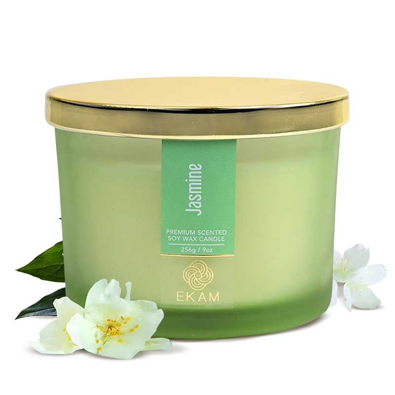 Jasmine Scented 3 Wick Candle Jar and Lemongrass Scented 3 Wick Refill Candle Combo