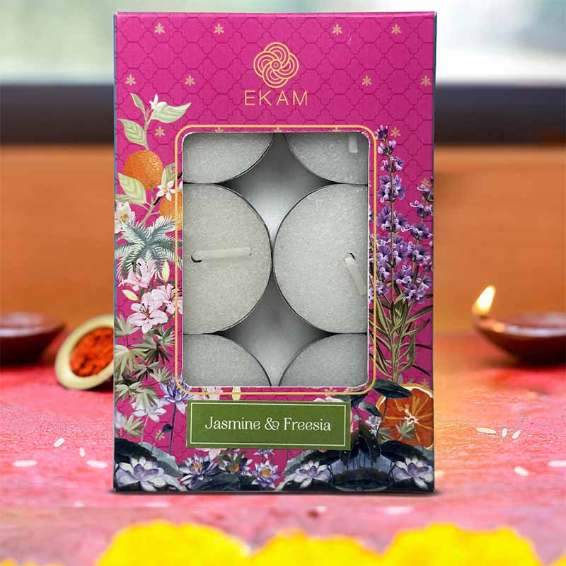 Pack of 6 Tea Light Candles | Jasmine & Freesia Scent
