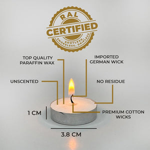 Pack of 50 Unscented Tea Light Scented Candles
