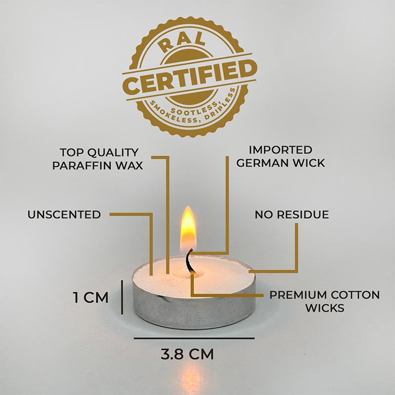 Pack of 50 Unscented Tea Light Scented Candles