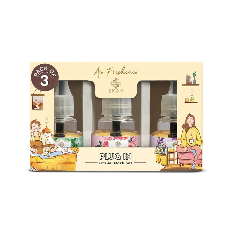 Pack of 3 Scented Air Freshener Plug-In Refill | Lavender, Rose & Jasmine | 45 ml Each