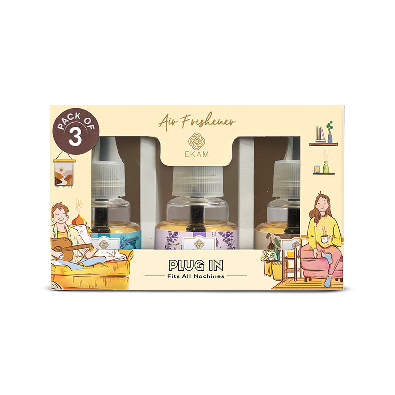 Pack of 3 Scented Air Freshener Plug-In Refill | Lavender, Mahogany & Ocean Dream | 45 ml Each