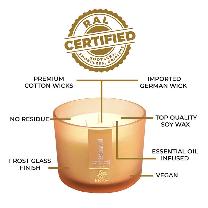 Sandalwood 3 Wick Scented Candle