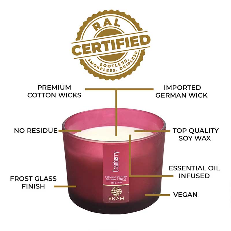 Cranberry 3 Wick Scented Candle
