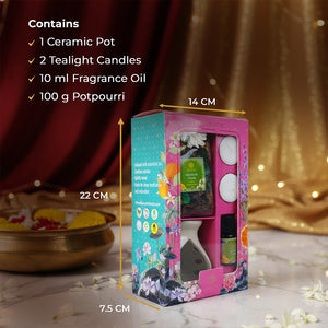 Jasmine & Freesia Ceramic Oil Warmer & Potpourri Gift Set