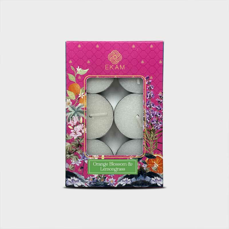 Pack of 6 Tea Light Candles | Orange Blossom & Lemongrass Scent