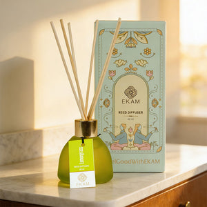 Lemongrass Frosted Glass Reed Diffuser Set for Home, 60 ml