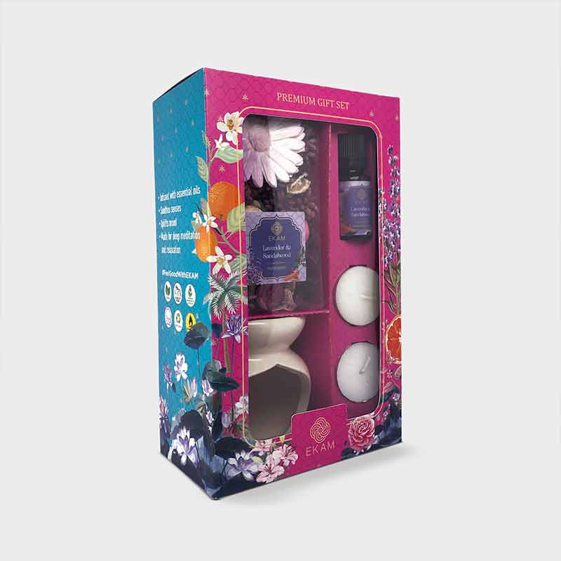 Ceramic Oil Warmer & Potpourri Gift Set | Lavender & Sandalwood Scent
