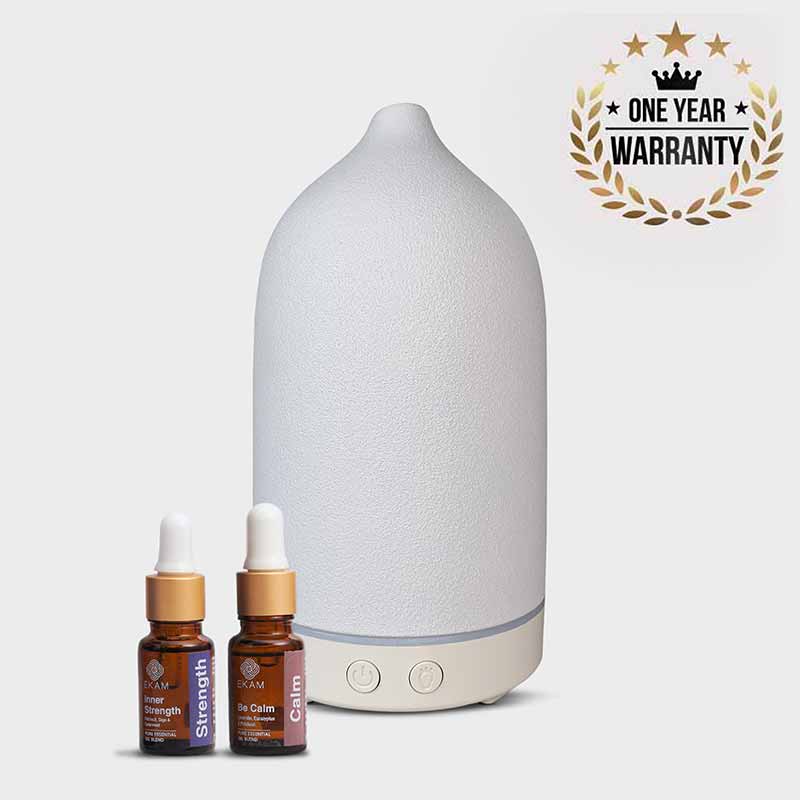 Aroma Diffuser YX-TC-202 White with Be Calm and Inner Strength Wellness Oils