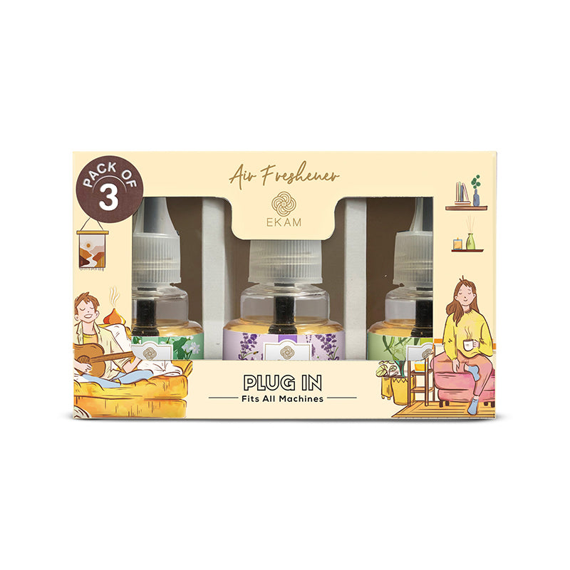 Pack of 3 Scented Air Freshener Plug-In Refill | Lemongrass, Lavender & Jasmine | 45 ml Each