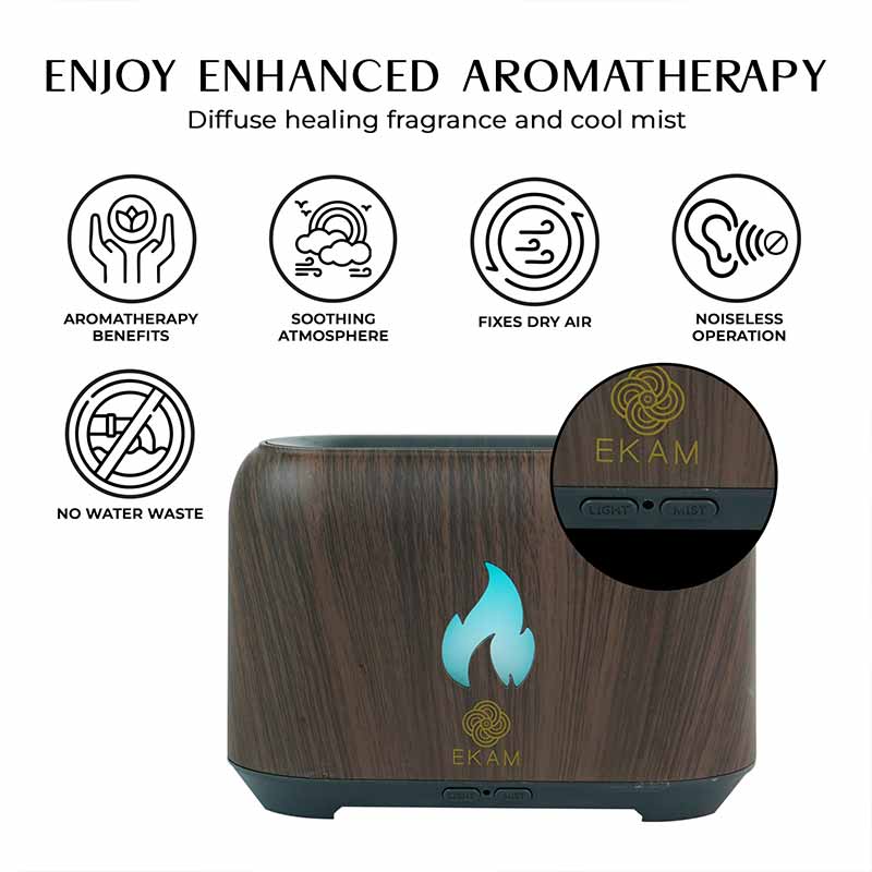 YX 1807 Dark Wood Flame Aroma Diffuser