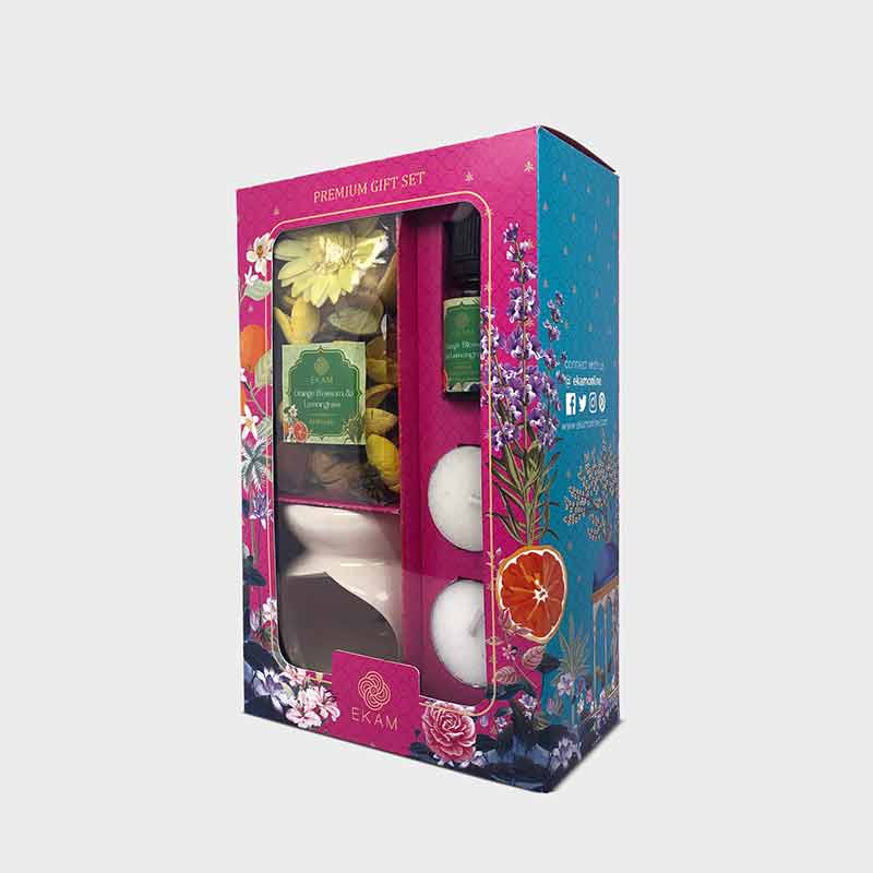 Ceramic Oil Warmer & Potpourri Gift Set | Orange Blossom & Lemongrass Scent