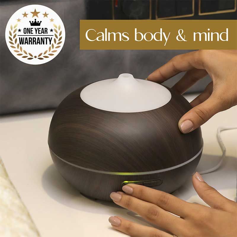 Aroma Diffuser - Model: YX-025 Dark Wood with Free True Joy, Change & Transform, Be Calm, and Self Love Wellness Oils