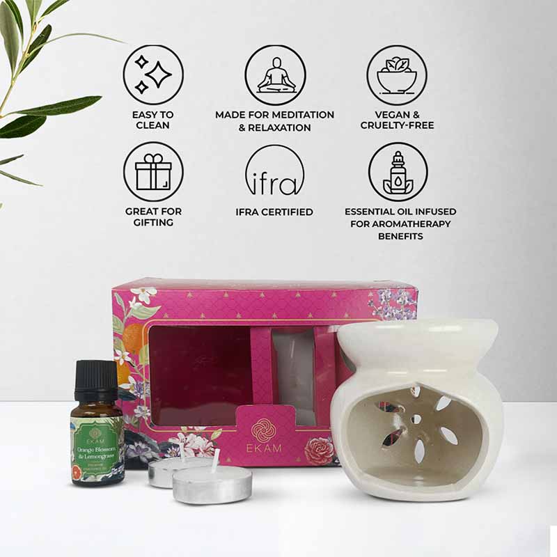 Orange Blossom & Lemongrass Ceramic Oil Warmer Set