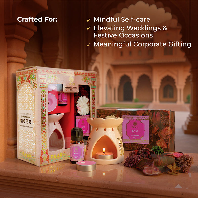 Rose Scented Fragrance Gift Set Box| Festive Pink Haveli Collection, 2025-26
